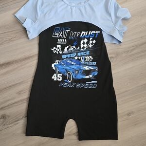 Blue and Black Racing Graphic Romper